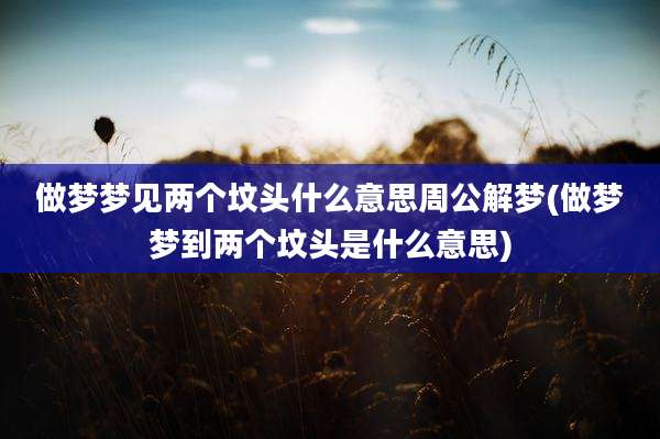 做梦梦见两个坟头什么意思周公解梦(做梦梦到两个坟头是什么意思)