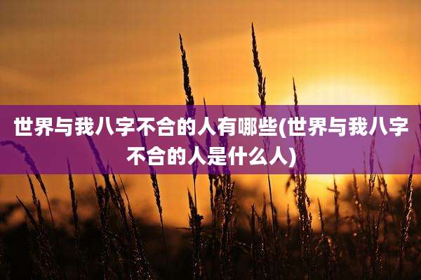 世界与我八字不合的人有哪些(世界与我八字不合的人是什么人)