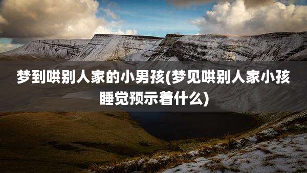梦到哄别人家的小男孩(梦见哄别人家小孩睡觉预示着什么)