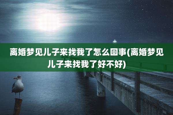 离婚梦见儿子来找我了怎么回事(离婚梦见儿子来找我了好不好)