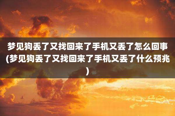 梦见狗丢了又找回来了手机又丢了怎么回事(梦见狗丢了又找回来了手机又丢了什么预兆)