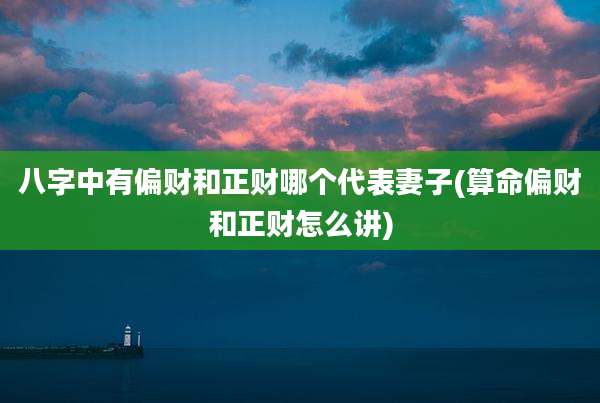 八字中有偏财和正财哪个代表妻子(算命偏财和正财怎么讲)