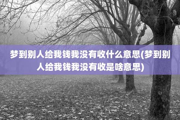 梦到别人给我钱我没有收什么意思(梦到别人给我钱我没有收是啥意思)