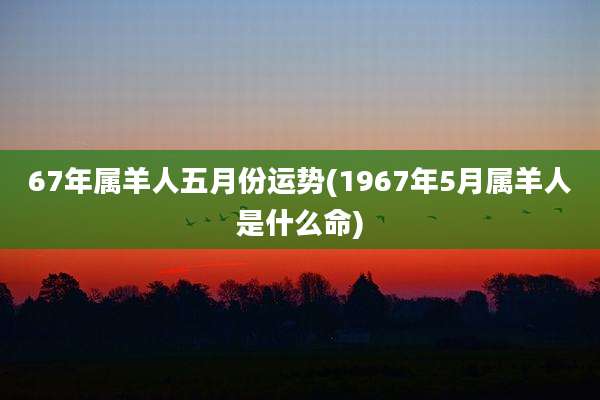 67年属羊人五月份运势(1967年5月属羊人是什么命)