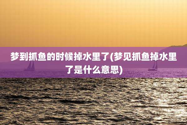 梦到抓鱼的时候掉水里了(梦见抓鱼掉水里了是什么意思)