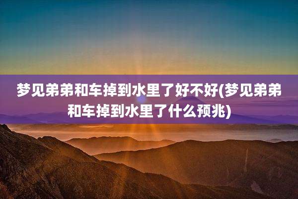 梦见弟弟和车掉到水里了好不好(梦见弟弟和车掉到水里了什么预兆)
