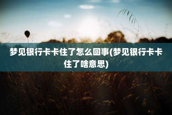 梦见银行卡卡住了怎么回事(梦见银行卡卡住了啥意思)