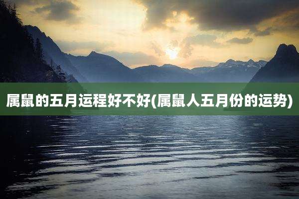 属鼠的五月运程好不好(属鼠人五月份的运势)