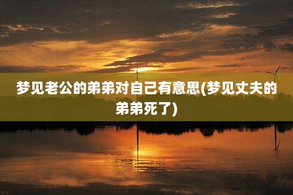 梦见老公的弟弟对自己有意思(梦见丈夫的弟弟死了)