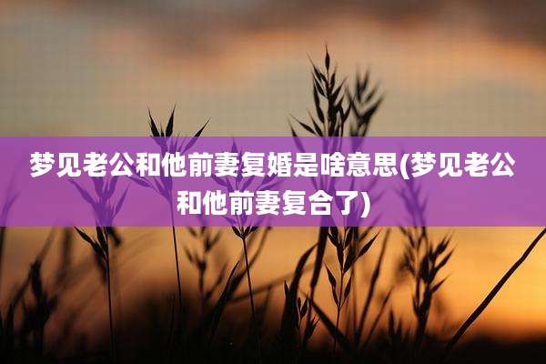 梦见老公和他前妻复婚是啥意思(梦见老公和他前妻复合了)