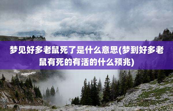 梦见好多老鼠死了是什么意思(梦到好多老鼠有死的有活的什么预兆)
