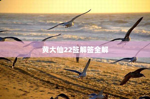 黄大仙22签解签全解