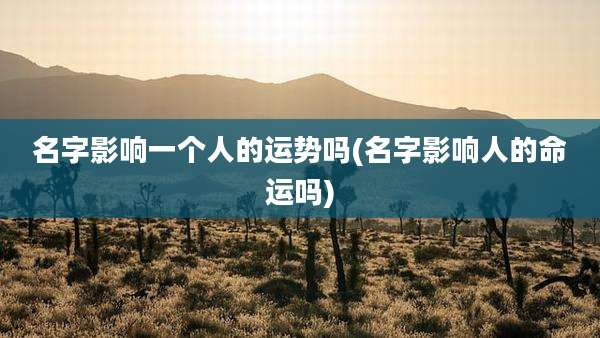 名字影响一个人的运势吗(名字影响人的命运吗)