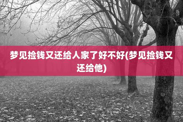 梦见捡钱又还给人家了好不好(梦见捡钱又还给他)