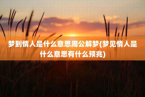 梦到情人是什么意思周公解梦(梦见情人是什么意思有什么预兆)