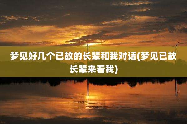 梦见好几个已故的长辈和我对话(梦见已故长辈来看我)