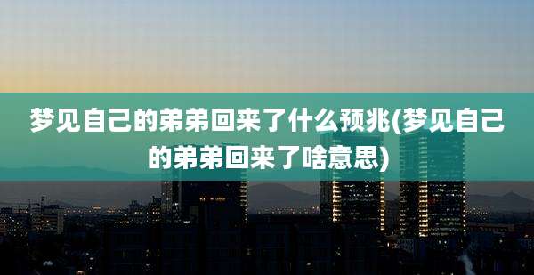 梦见自己的弟弟回来了什么预兆(梦见自己的弟弟回来了啥意思)
