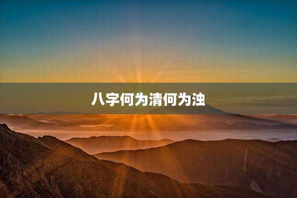 八字何为清何为浊