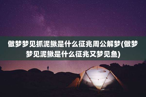 做梦梦见抓泥鳅是什么征兆周公解梦(做梦梦见泥鳅是什么征兆又梦见鱼)