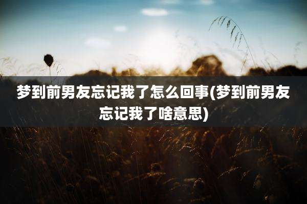 梦到前男友忘记我了怎么回事(梦到前男友忘记我了啥意思)