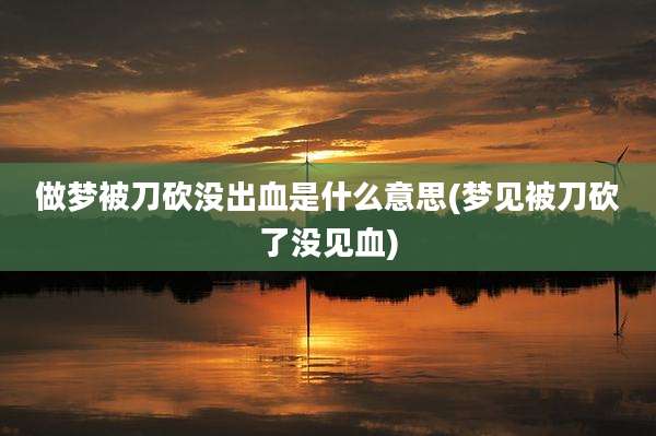 做梦被刀砍没出血是什么意思(梦见被刀砍了没见血)