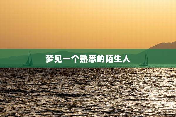 梦见一个熟悉的陌生人