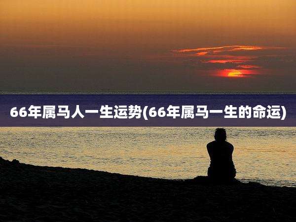 66年属马人一生运势(66年属马一生的命运)