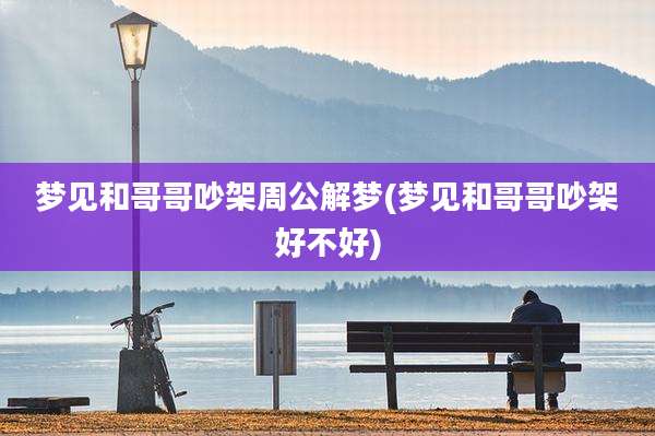 梦见和哥哥吵架周公解梦(梦见和哥哥吵架好不好)
