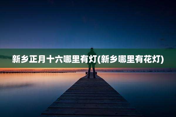 新乡正月十六哪里有灯(新乡哪里有花灯)