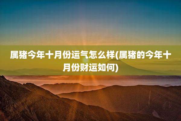 属猪今年十月份运气怎么样(属猪的今年十月份财运如何)