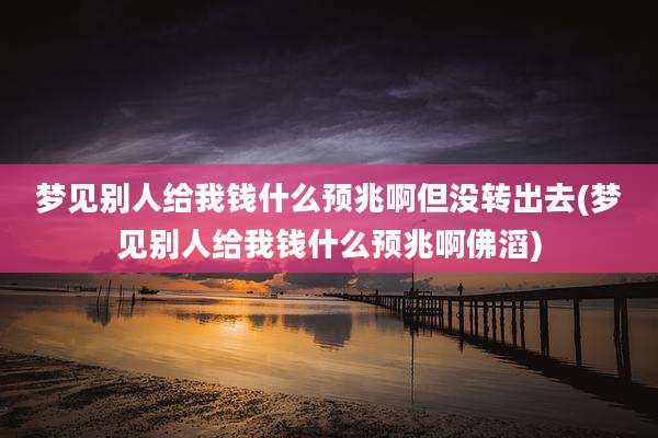 梦见别人给我钱什么预兆啊但没转出去(梦见别人给我钱什么预兆啊佛滔)