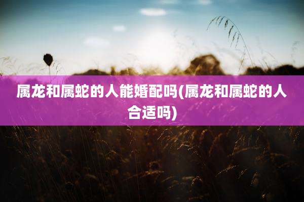 属龙和属蛇的人能婚配吗(属龙和属蛇的人合适吗)