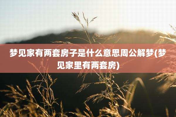 梦见家有两套房子是什么意思周公解梦(梦见家里有两套房)