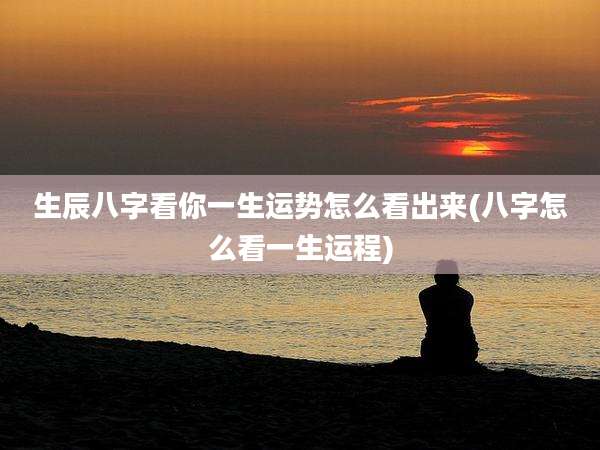 生辰八字看你一生运势怎么看出来(八字怎么看一生运程)