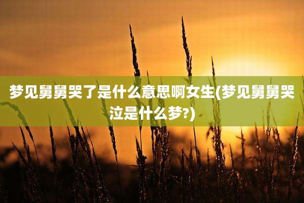 梦见舅舅哭了是什么意思啊女生(梦见舅舅哭泣是什么梦?)