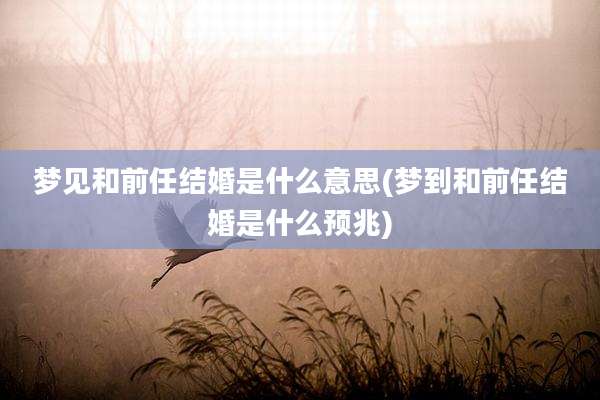 梦见和前任结婚是什么意思(梦到和前任结婚是什么预兆)