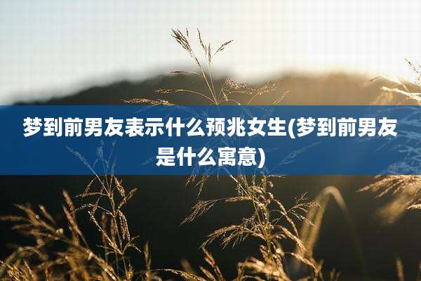 梦到前男友表示什么预兆女生(梦到前男友是什么寓意)