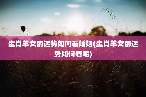 生肖羊女的运势如何看婚姻(生肖羊女的运势如何看呢)