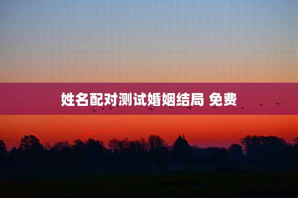 姓名配对测试婚姻结局 免费