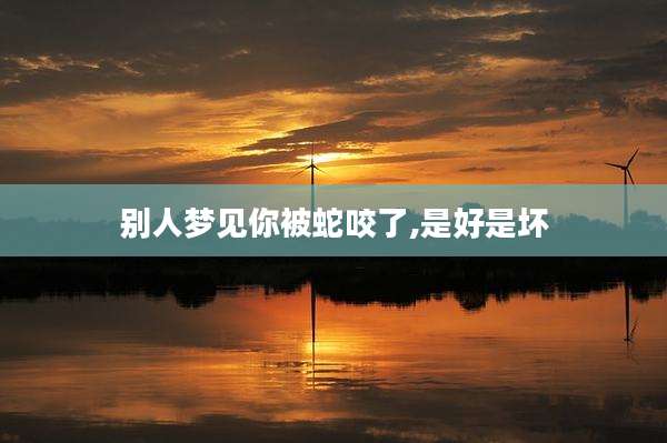 别人梦见你被蛇咬了,是好是坏