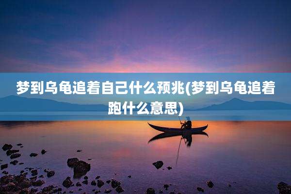 梦到乌龟追着自己什么预兆(梦到乌龟追着跑什么意思)