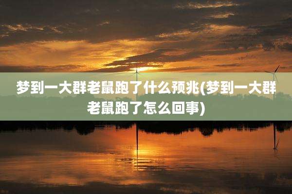梦到一大群老鼠跑了什么预兆(梦到一大群老鼠跑了怎么回事)