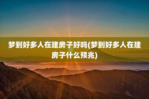 梦到好多人在建房子好吗(梦到好多人在建房子什么预兆)