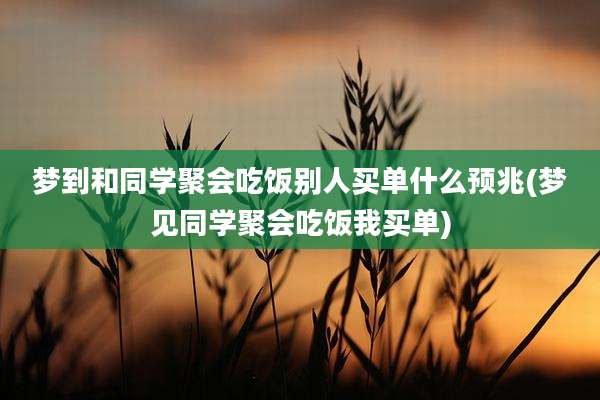 梦到和同学聚会吃饭别人买单什么预兆(梦见同学聚会吃饭我买单)