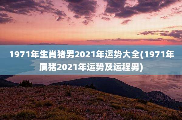 1971年生肖猪男2021年运势大全(1971年属猪2021年运势及运程男)