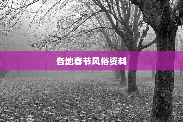 各地春节风俗资料