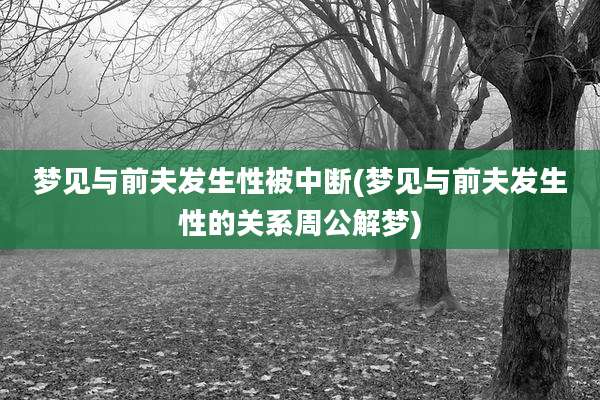 梦见与前夫发生性被中断(梦见与前夫发生性的关系周公解梦)