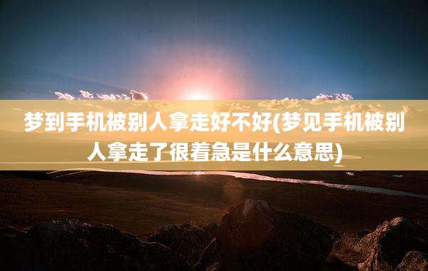 梦到手机被别人拿走好不好(梦见手机被别人拿走了很着急是什么意思)