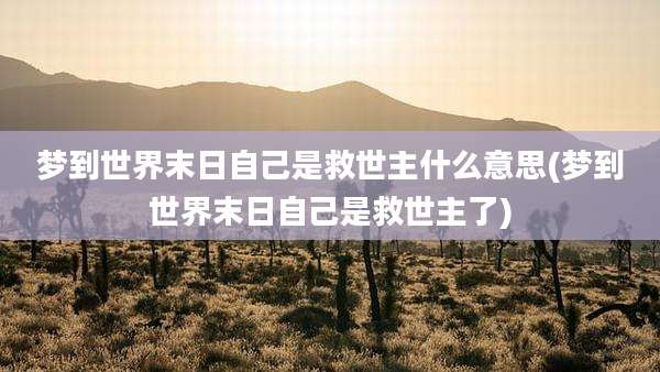 梦到世界末日自己是救世主什么意思(梦到世界末日自己是救世主了)
