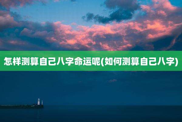 怎样测算自己八字命运呢(如何测算自己八字)